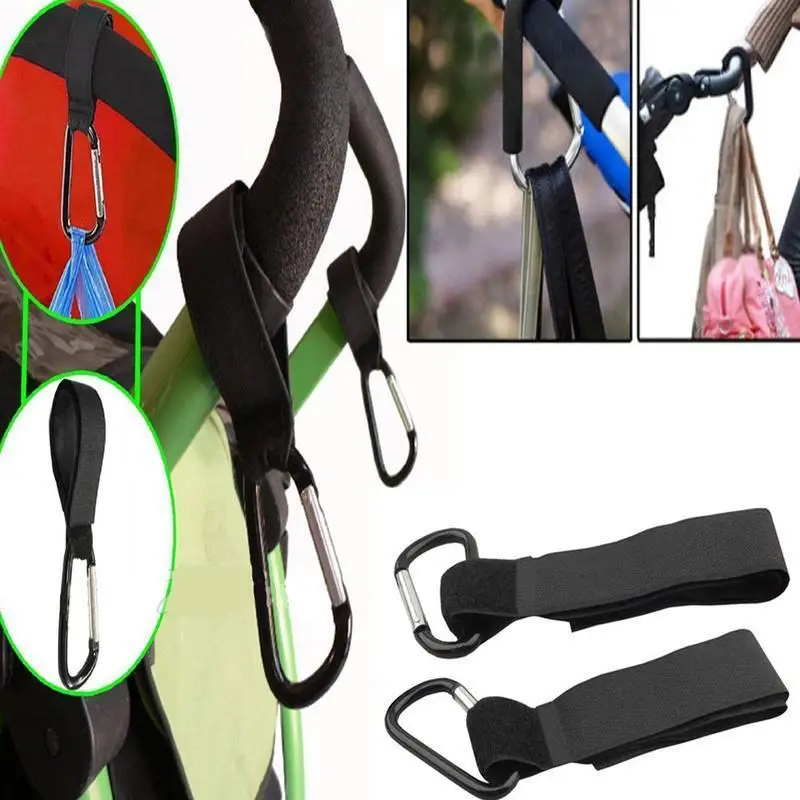2/4Pcs Baby Stroller Hooks Wheelchair Shopping Cart Nylon Velcro Hooks Household Portable Metal Buckle Hooks Shopping Cart Hooks