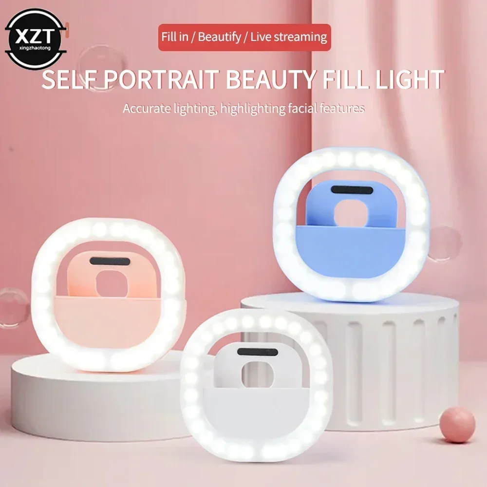 Mini USB-C Rechargeable Clip-On Ring Light - Adjustable Brightness for Live Stream HD Photography