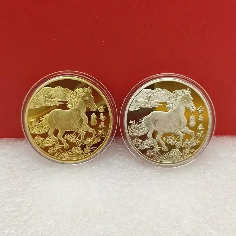 40 مللي متر عملات صينية محظوظ الحيوان الحصان تحصيل عملات معدنية جمع 2026 السنة الجديدة تذكارية #3