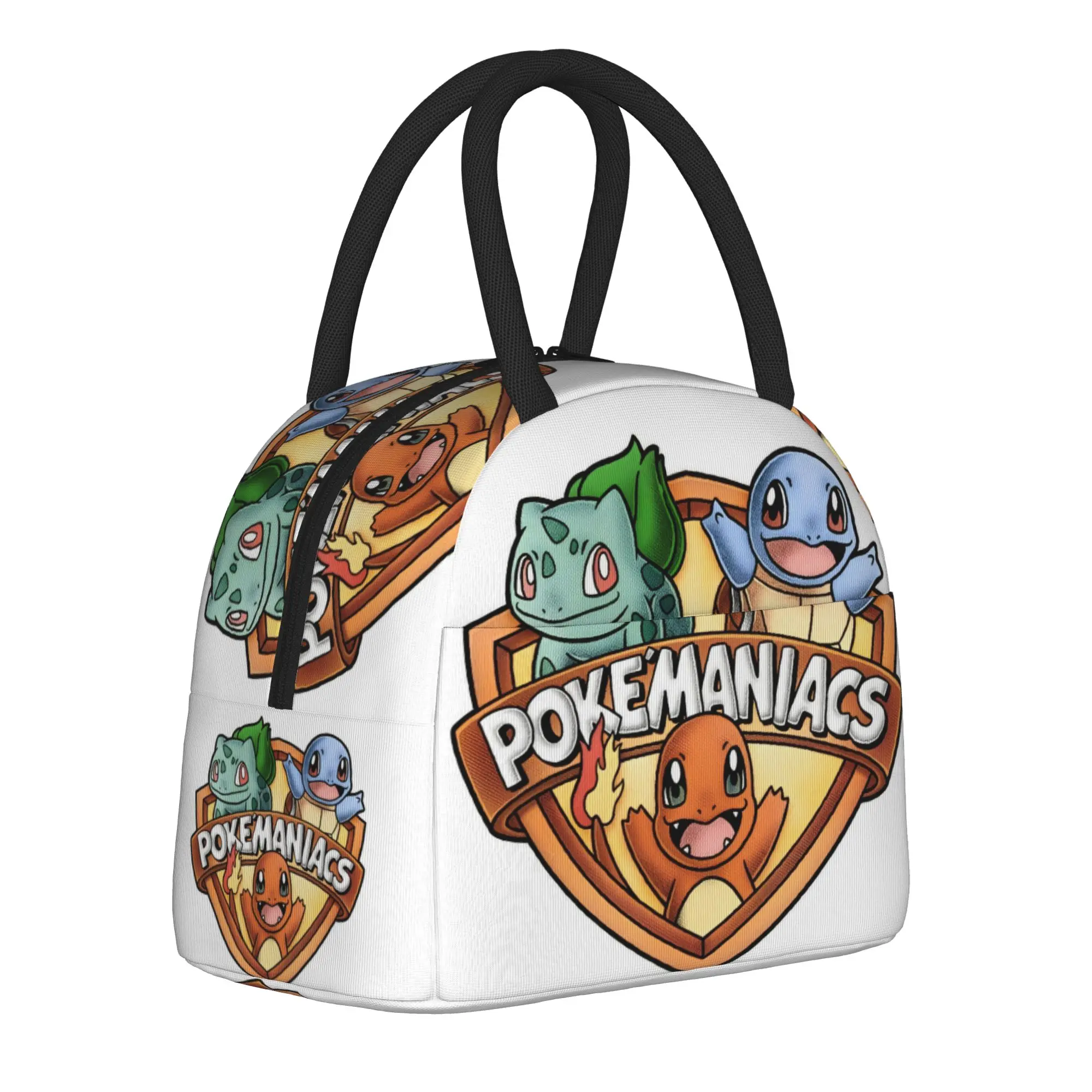 bolsa-termica-pokemon-pokemaniacs-para-almoco-lancheira-isolada-recipiente-para-alimentos-bulbasaur-charmander-squirtle-bolsa-de-mao-para-alimentos
