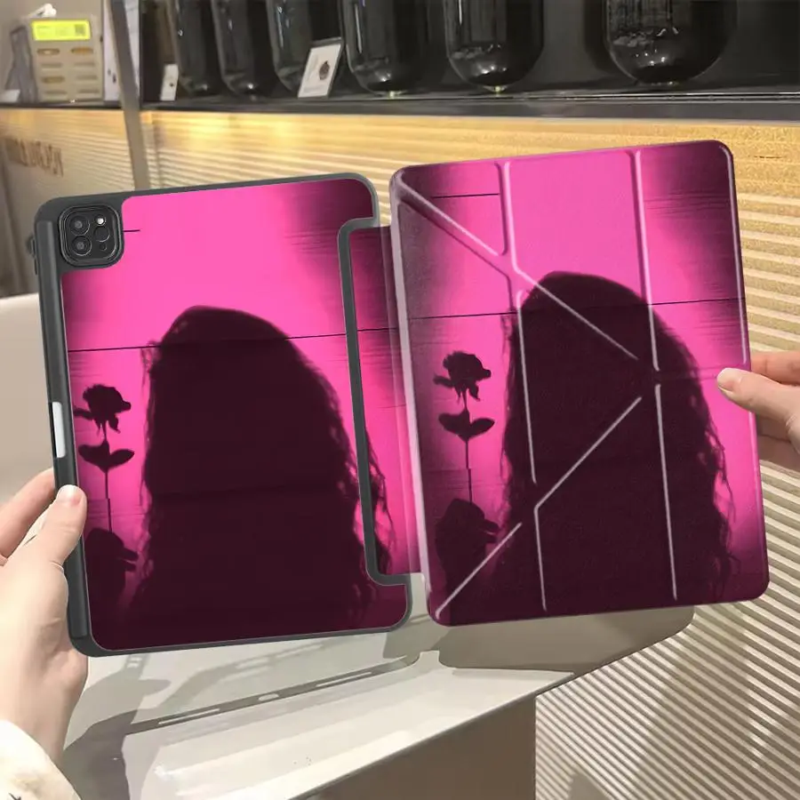 

Чехол-подставка для планшета с силуэтом девочки для iPad Pro 2025, Pro 11-го, 10-го, 9-го, 8-го, 7-го поколений, 12.9 дюймов, Mini 6, 7, Air 4, 5, M3, M2, 1, 2, M4