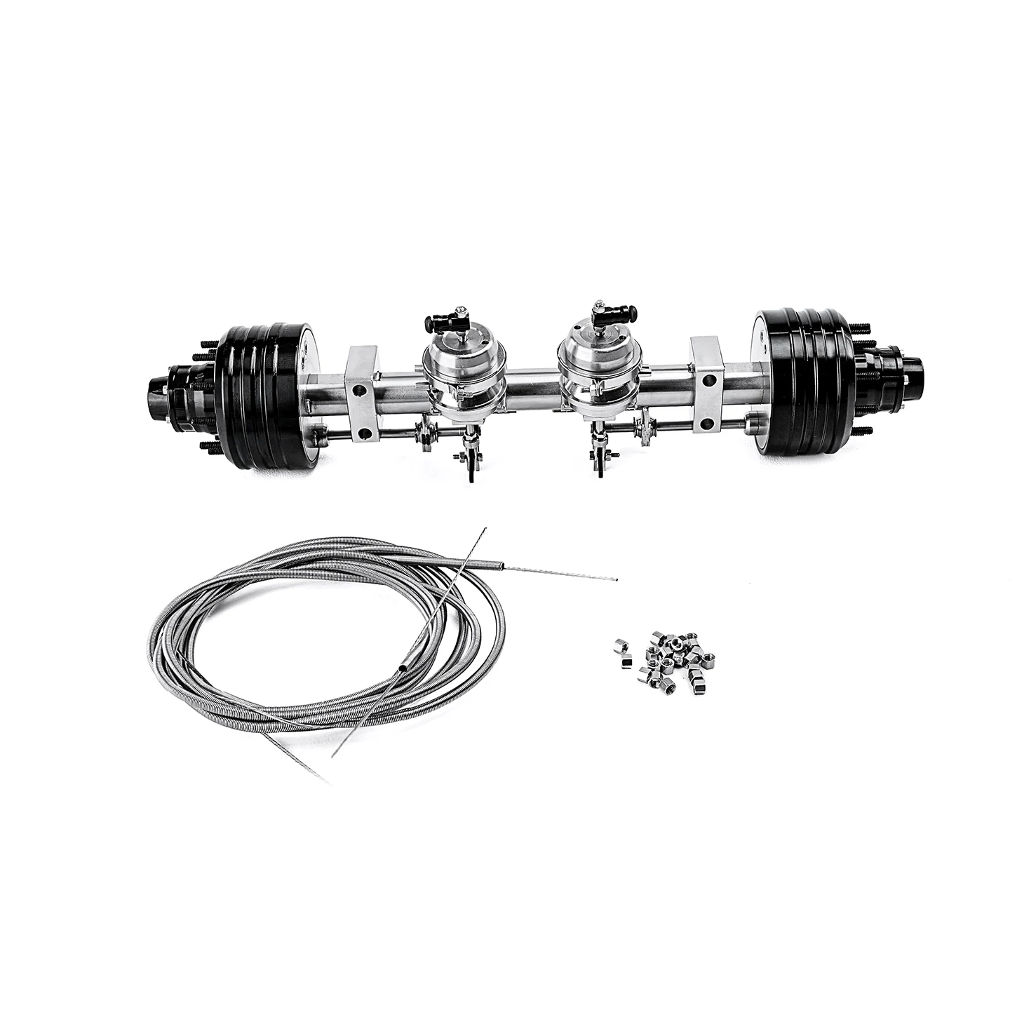 

Drum Brake Non-powered Two-wheel Axle for Tamiya 1/14 RC Trailer Truck 1:14 RC Tractor LESU DIY Parts