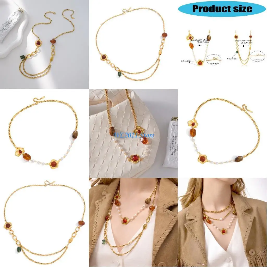 

G5GC Fashionable Resin Flower Charm Necklace Lightweight Dainty Jewelry Everyday Wear