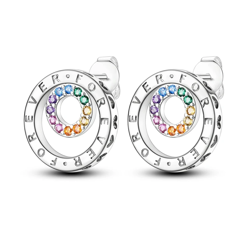 925 Sterling Silver Earrings Women Zirconium Eternity Double Pave Stud Earring For Anniversary Wedding Jewelry Gifts