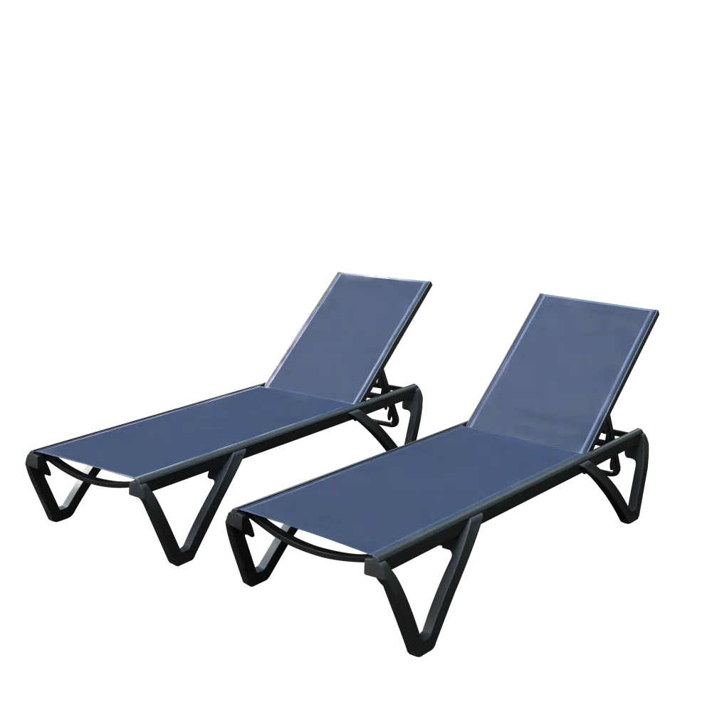 

Outdoor Lounge Chair, 2 Pieces Aluminum Plastic Patio Lounge Chairs, Adjustable Backrest and Wheels Recliner Chair