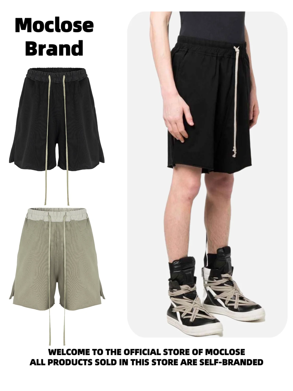 Moclose American Street Sle Puro cotone da corsa uomo donna casual sciolto lunghezza cinque quarti con orlo sfilacciato