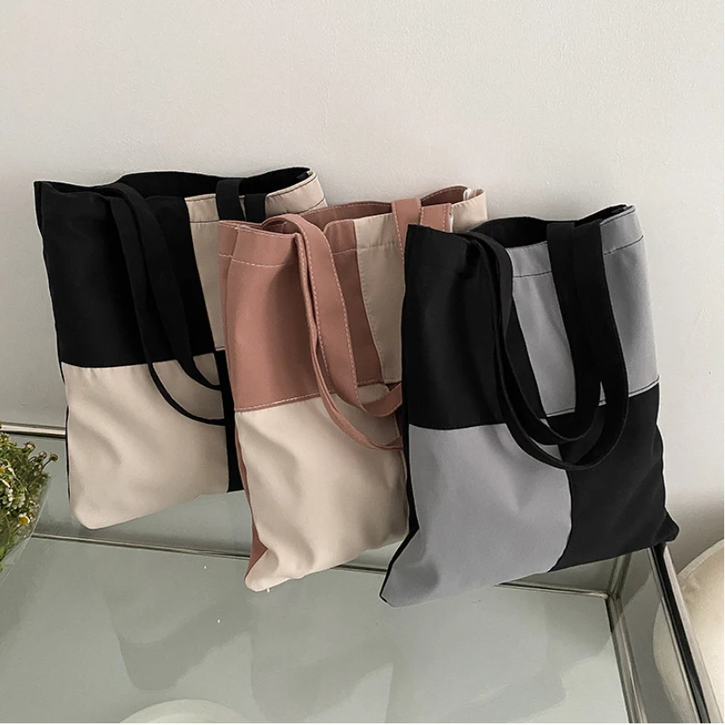 Geometrische Vierkante Canvas Tas Handtassen Voor Vrouwen Schoudertassen Vrouwelijke Milieuvriendelijke Opslag Herbruikbare Meisjes Shopper Totes Bag