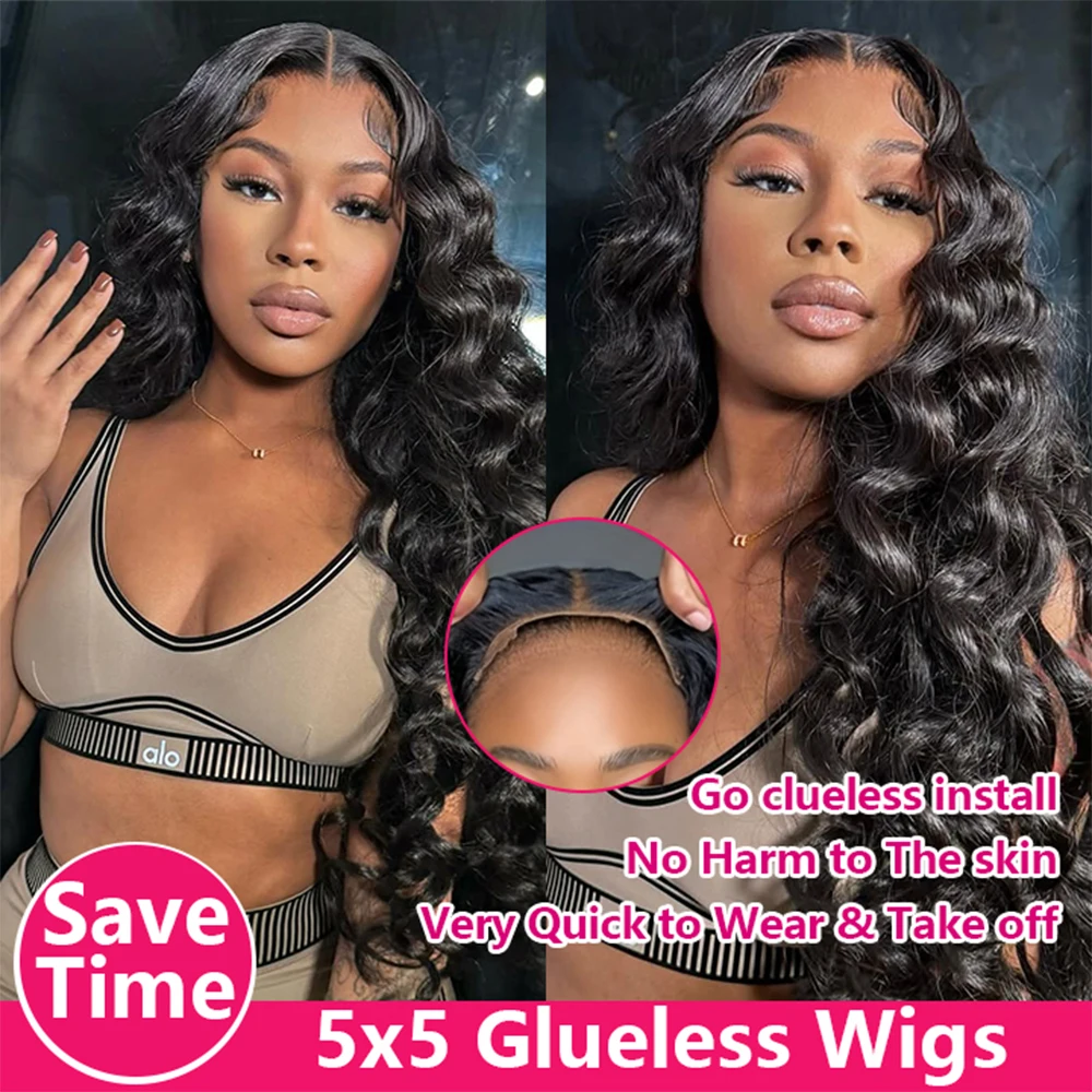 

200% Loose Deep Wave Wig Pre Cut Bleached 5x5 Lace Wear And Go Glueless Wigs 13x4 Lace Frontal Curly Water Wave Human Hair Wigs