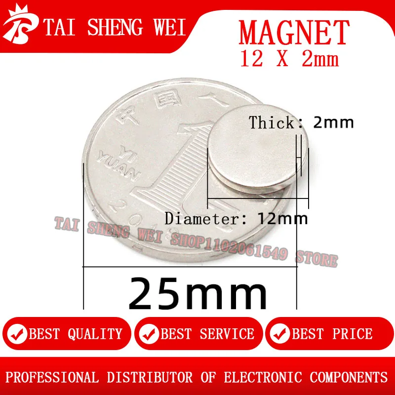 10pcs 12X1mm 12X1.5mm 12X2mm 12X3mm 12X4mm 12X5mm N35 Strong Round Magnet neodymium 12mm Fridge NdFeB Rare Earth Magnetic Sheet