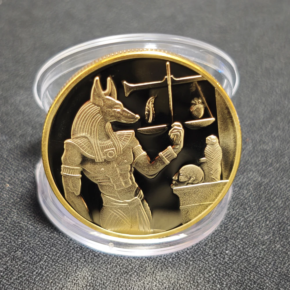 Egyptian Pyramid Anubis Commemorative Coin Gold Plated Silver Plated Embossed Souvenir Coin Collection Travel Home Decor Craft