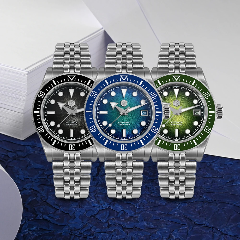 San Martin 37.5-40mm Original Design Luxury Couple Watch Miyota 9015 Automatic Mechanical Men Diver Watches Waterproof SN0148