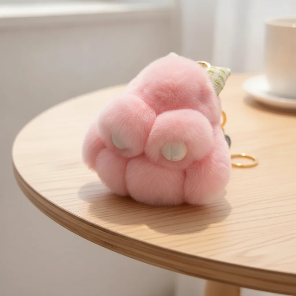 Plush Pompoms Bow Rabbit Pendant Cartoon Stuffed Doll Fluffy Bunny Doll Keychain Hanging Ornament Bag Pendant Bag Accessories