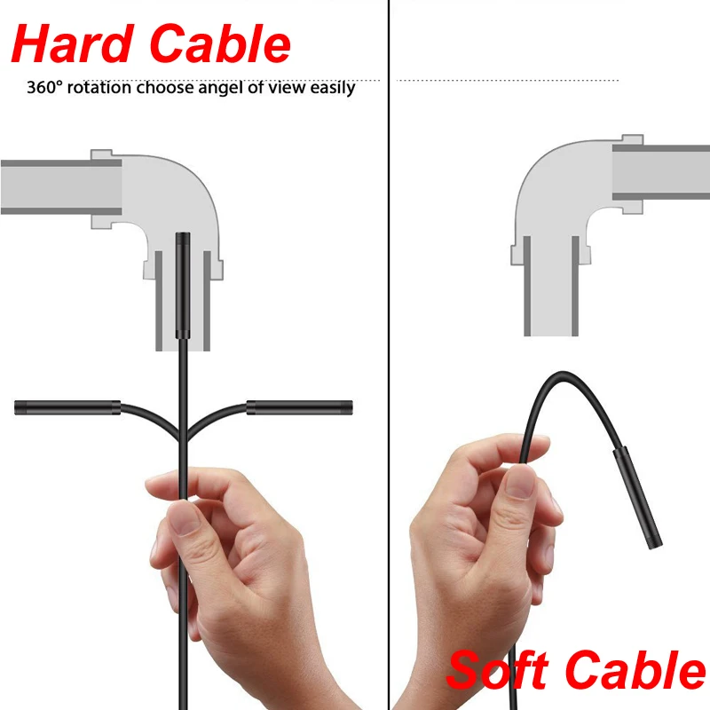 Imagem -05 - tipo c Câmera Micro Endoscópio Usb Inspeção Borescope para Smartphone Android Macio Flexível Cabo Duro 1m 2m 5m 10m 55 mm