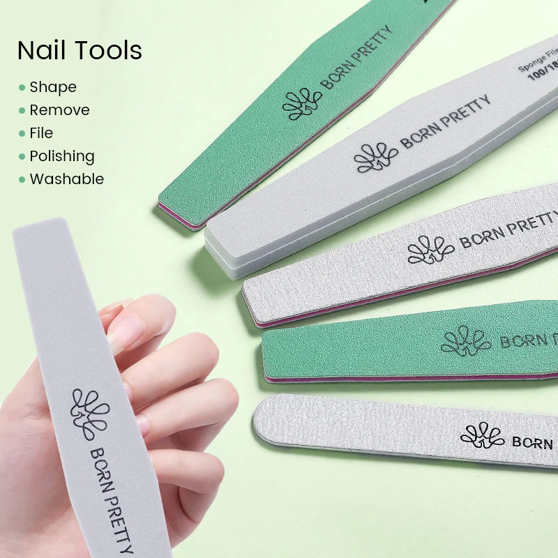 BORN PRETTY Nail File Buffer Double Side 100/180/240/320 Trimmer Grit Lime Buffer Nail Polish File Professional Nails Files