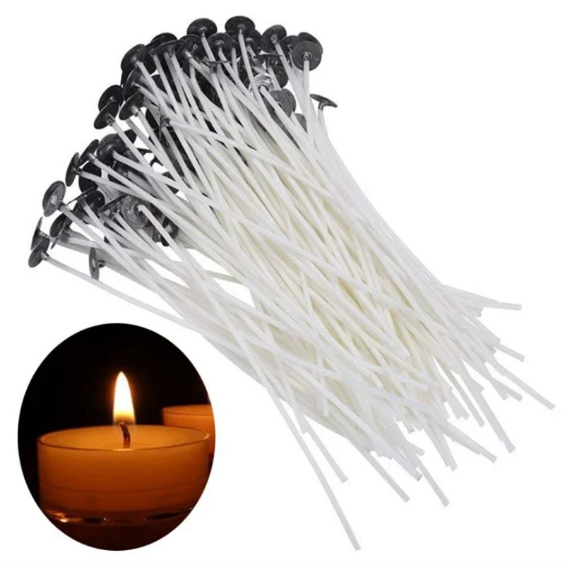 100Pcs/set Candle Wicks Smokeless Wax Pure Cotton Core 2.6cm/6cm/10/15/20cm DIY Candle Making Pre-waxed Wicks For Party Supplies