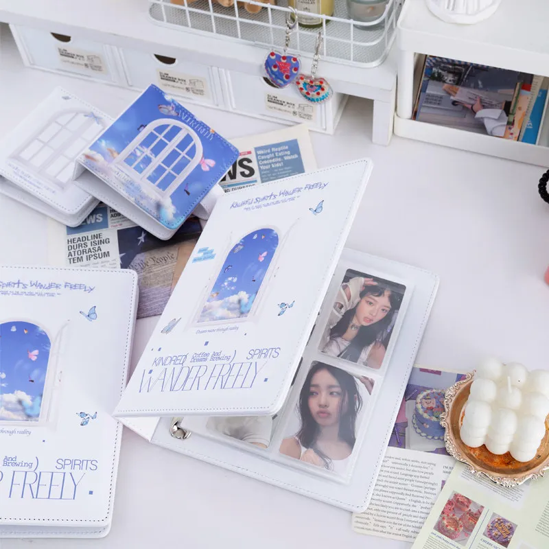 Butterfly Dream Window 3-Inch Photocard Album, Refillable 4-Grid / 1-Grid Loose-Leaf Binder for Polaroid Pictures & Idol Cards