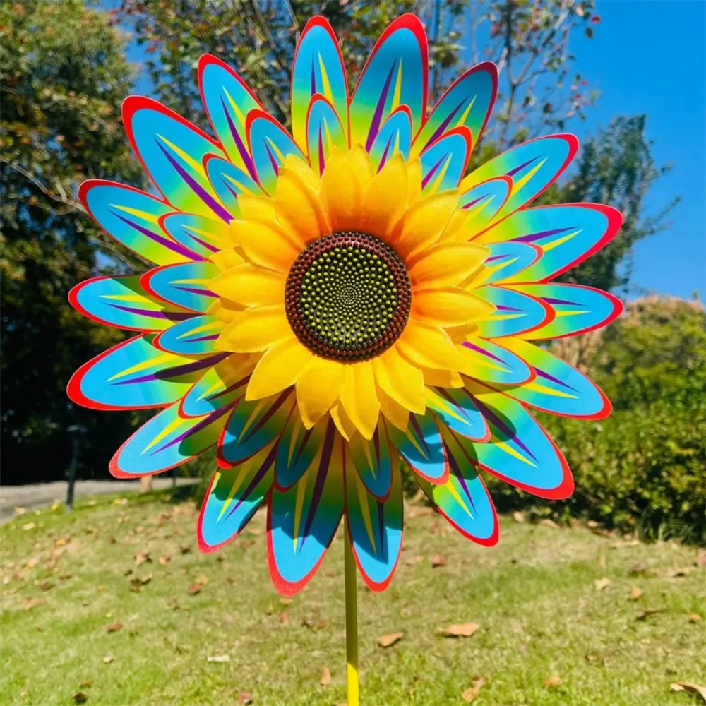 Nuevo Molino de viento de girasol multiestilo, PVC de diámetro 36cm, girasol giratorio para jardín, patio, Spinner de viento, decoración para pícnic y fiestas al aire libre