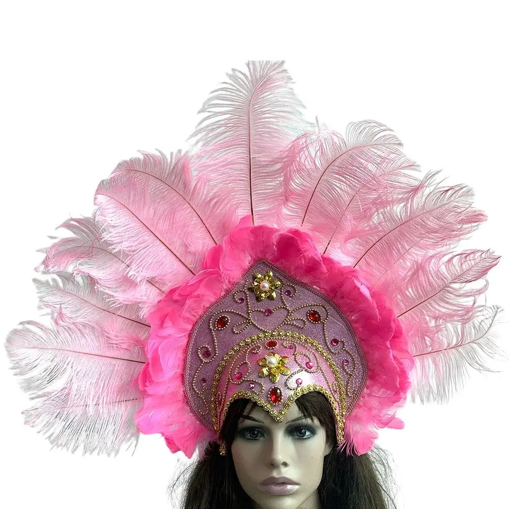 Brazil Carnival Party Feather Headdress Headpiece Crown Headdress Headband for Party Halloween Apparel Accessories