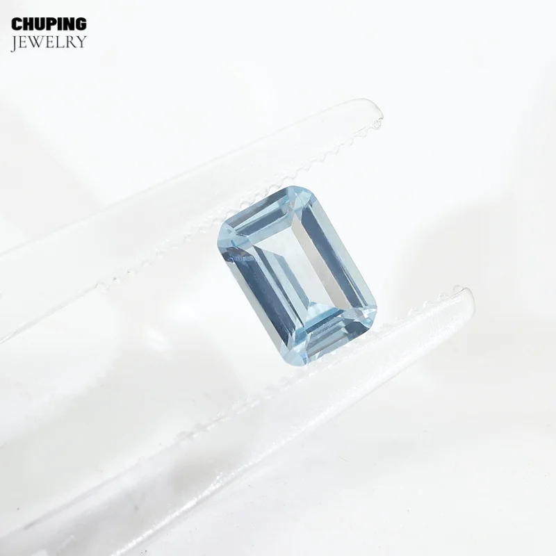 Premium Quality Lab Grown Aquamarine Spinel Emerald Cut Flame Melted With AGL Certificate Loose Gemstone For Fine Jewelry Making