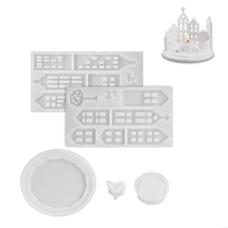 

G7NC Resin House Mold Candlestick Moulds for Candle Holder and Craft Projects