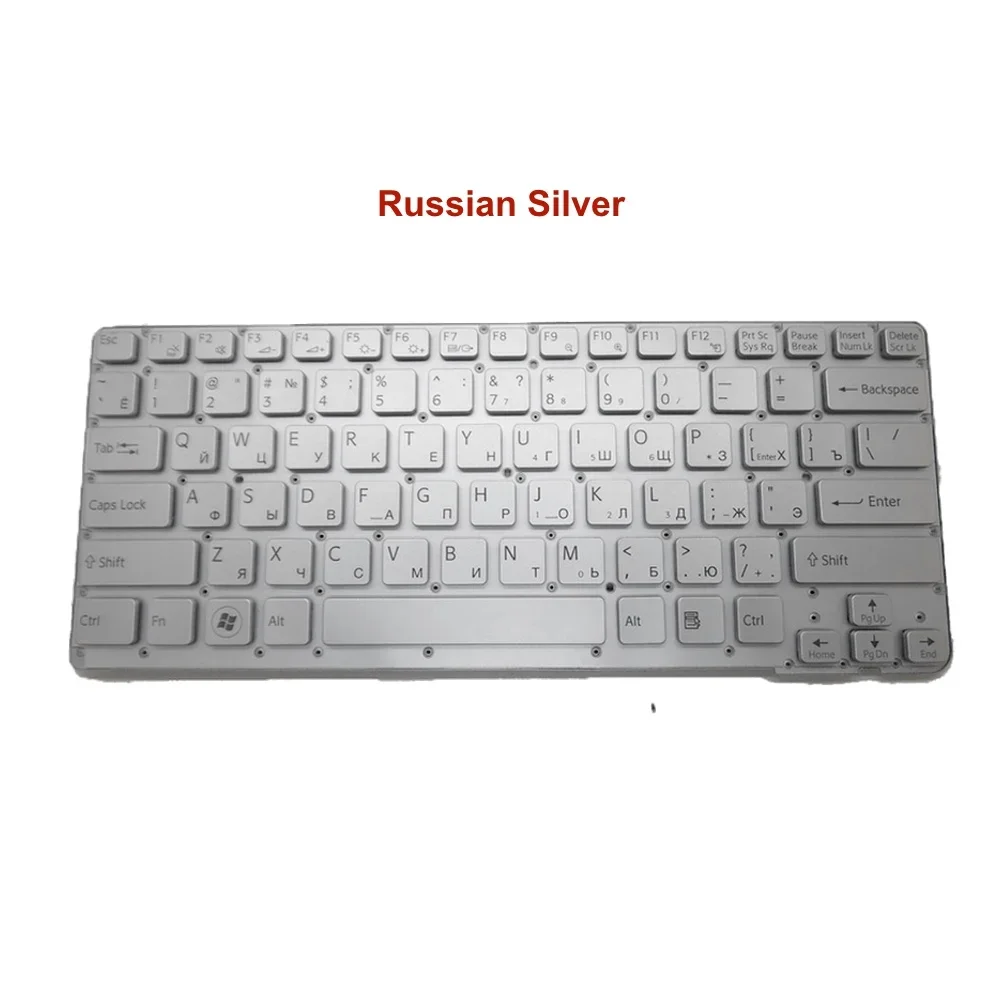 Teclado russo genuíno dos eua rus para sony vaio VPC-CA PCG-61714M 61712t vpcca3s1e vpcca3c5e teclado de laptop preto prata branco