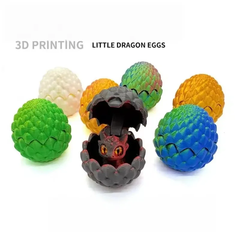 3D Printed Mini Dragon & Egg Set - Random Glowing Eyes,Movable Rotatable Fidget Ornament Home Decor, Kids Toy Stress Relief Gift
