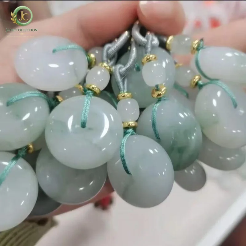 Xinjiang Tianshan Piaohua Cui Peace Pendant Round Light Green Jadeite Ice Type Couple's Women's Pendant