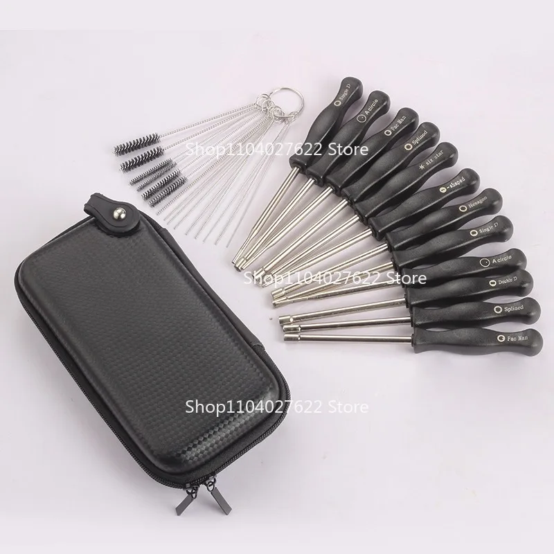 Suitable for Carburetor Special Screwdriver Set of 12 Pcs Black Leather Box with 15 Pcs Brush Idle Adjustment Screwdriver