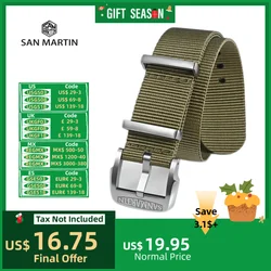 San Martin Nylon Strap Paratrooper 20mm Military Watchband Sport Comfortable Universal Interface Pin Buckle Durable Sport BD0005