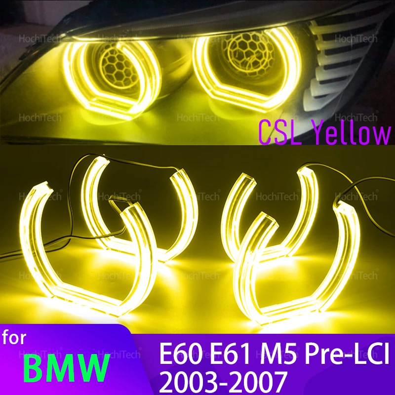 

For BMW E60 E61 520i 525i 530i 540i 545i 550i M5 2003-2007 CS CSL Style Lemon Yellow DRL Angel Eyes Light Daytime Running Light