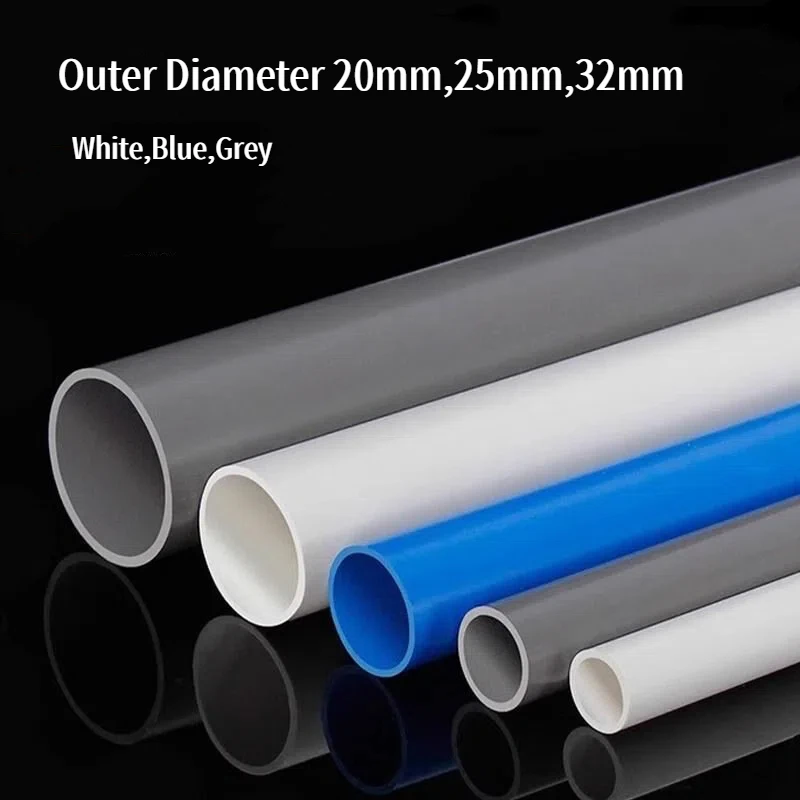 3Pcs OD 20/25/32mm White/Blue/Grey PVC Pipe Garden Irrigation Aquarium Fish Tank Drainage Pipe Garden Fittings 48-50cm Lenght