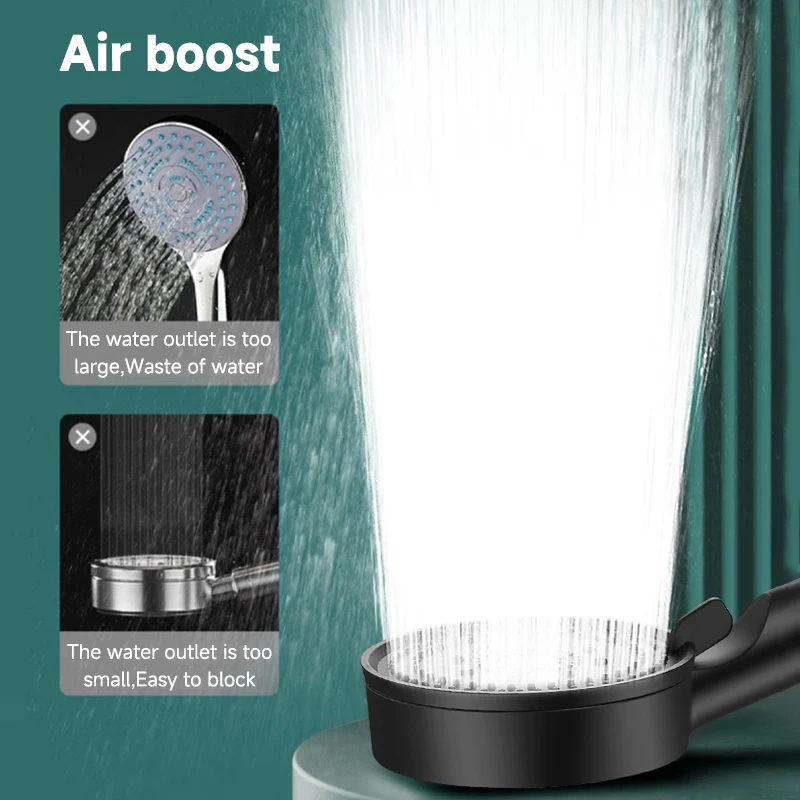 5 Modes Pressure Boost Shower Head Multifunction Adjustable Large Water Nozzle Massage Bathroom Accessory