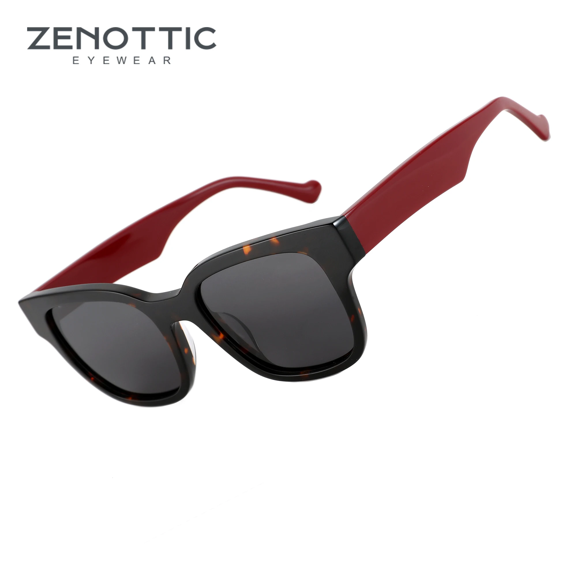 

ZENOTTIC 2024 Fashion Polarized Sunglasses Unisex Handmade Acetate Sun Glasses Thick Frame Square Shades FG1531