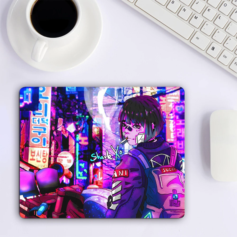 Anime Neon City Small Mouse Pad accessori per giochi per Computer tastiera Mouse Mat Office Desk Pad PC Gamer Mousepad Laptop Mausepad