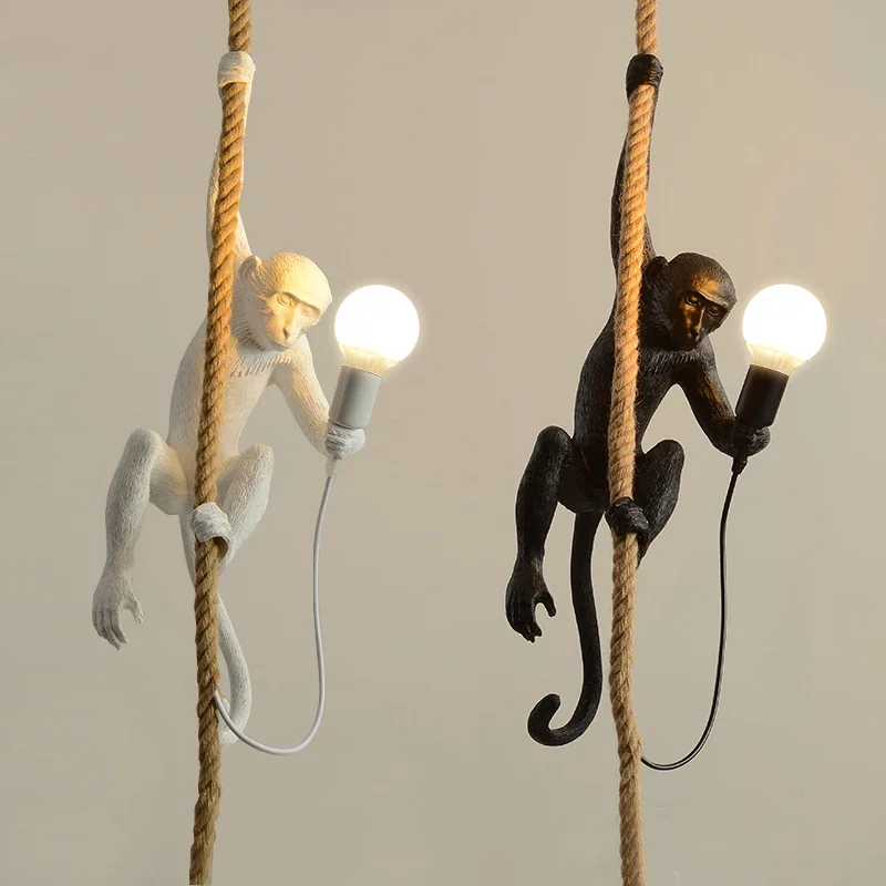 

Modern LED Art Monkey Pendant Light Resin Simian Pendant Lamp for Living Parlor Study Room Corridor Lights Home Interior Decor