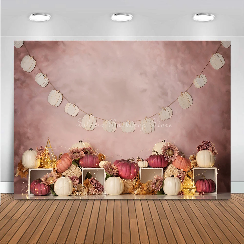 Girl Princess 1st Birthday Photo Background Dream Pink Pumpkin Patch Photo Studio Props Cake Smash Photography Backdrop Cloth