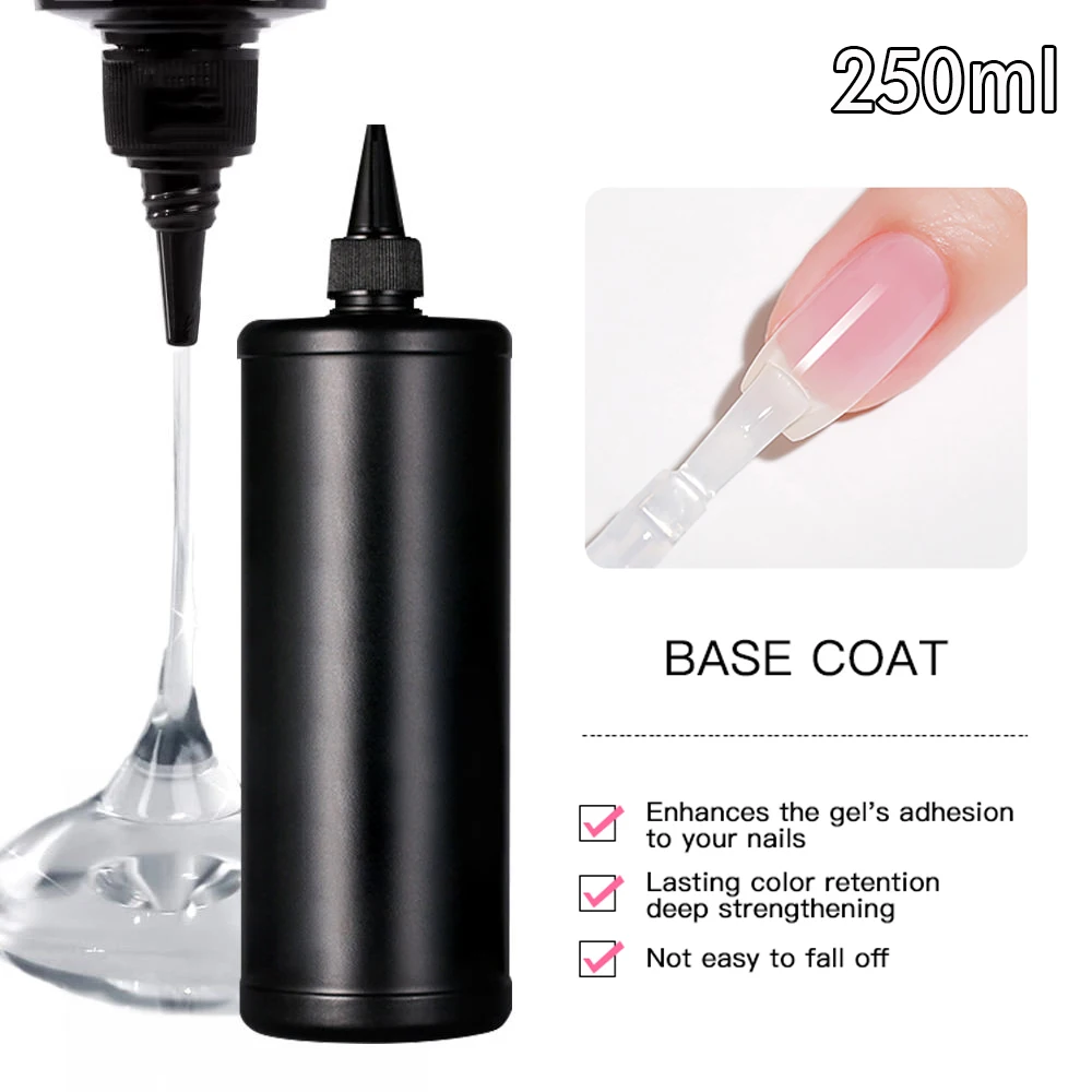 250ml Shiny No Wipe Top Coat UV Base Gel Polish Matte Diamond Top Primer Nail Prep Dehydrate Long Lasting Gel Refill Package