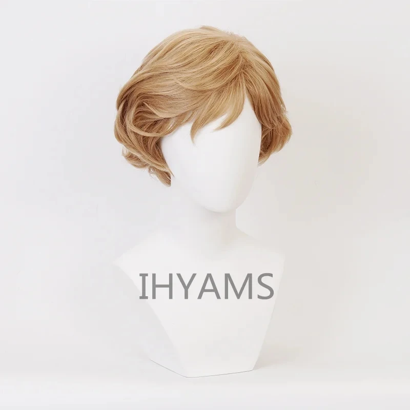 Uranus Tenoh Haruka court blond bouclés quotidien résistant à la chaleur cheveux synthétiques Cosplay perruques Halloween + bonnet de perruque gratuit
