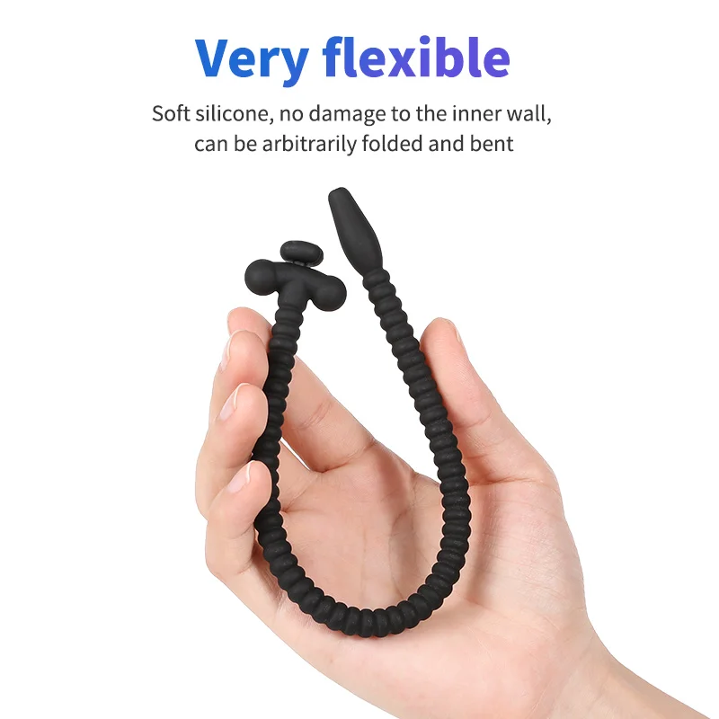 Silicone Urethral Sounding Dilator Horse Eye Stimulation Bdsm Sex Toy for Men Gay Hollow Penis Plug With Stopper Insert Catheter