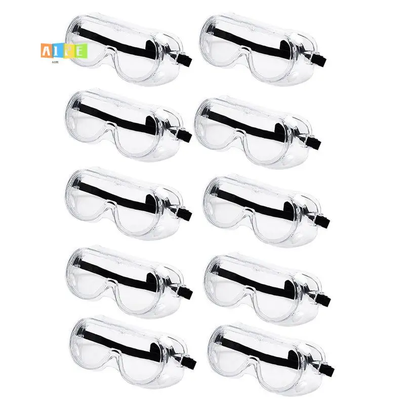 a12e-10pcs-屋外安全ゴーグル抗スプラッシュ防塵作業ラボ眼鏡目の保護産業用安全メガネクリアレンズ