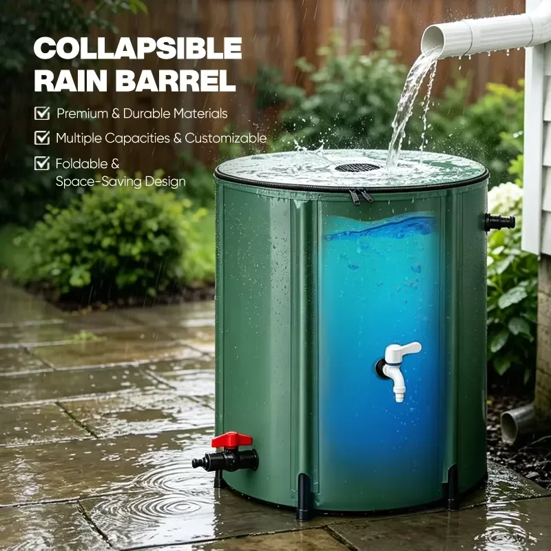 Durable 500D Oxford Cloth Collapsible Rainwater Storage Tank Rain Bucket for Garden Irrigation