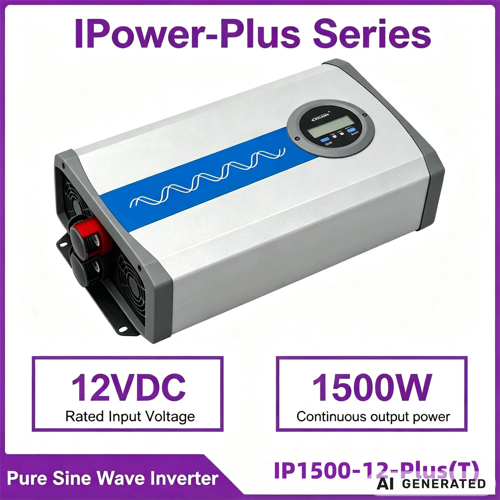 EPEVER IP1500-12-Plus(T) 1500W Pure Sine Wave Inverter 12VDC PF 1.0 with Extra External Switch Port for RV Boat Solar System
