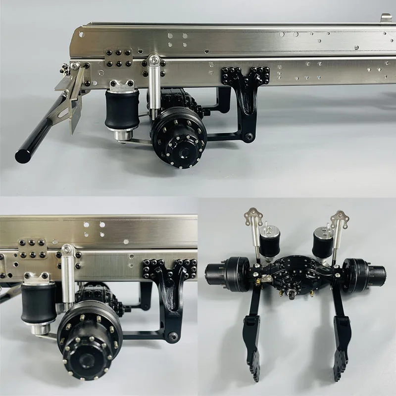 

Single Axle Dual Airbag Suspension System for 1/14 Tamiya RC Truck Trailer Tipper Scania 770s Benz Actros Volvo MAN LESU Parts