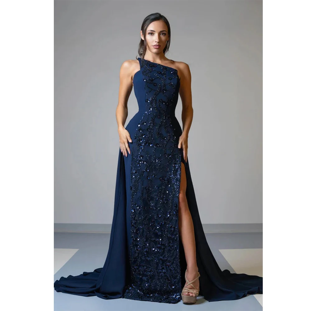 

Customized Exquisite Jersey Draped Beading Sequined A-line Strapless Long Dresses Bespoke Occasion Dresses High quality Matching