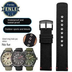 Nylon Watch Strap For Citizen Eco Drive Aw5005/1365 Timex Seiko Bracelet Men's Waterproof Cowhide Bottom Canvas Watch band 20MM