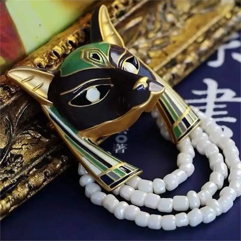 Retro Western Palace Earrings Glaze Fox Earrings Egyptian Cat Ear Clip for Women Trend Daily Accessories Jewelry Gift