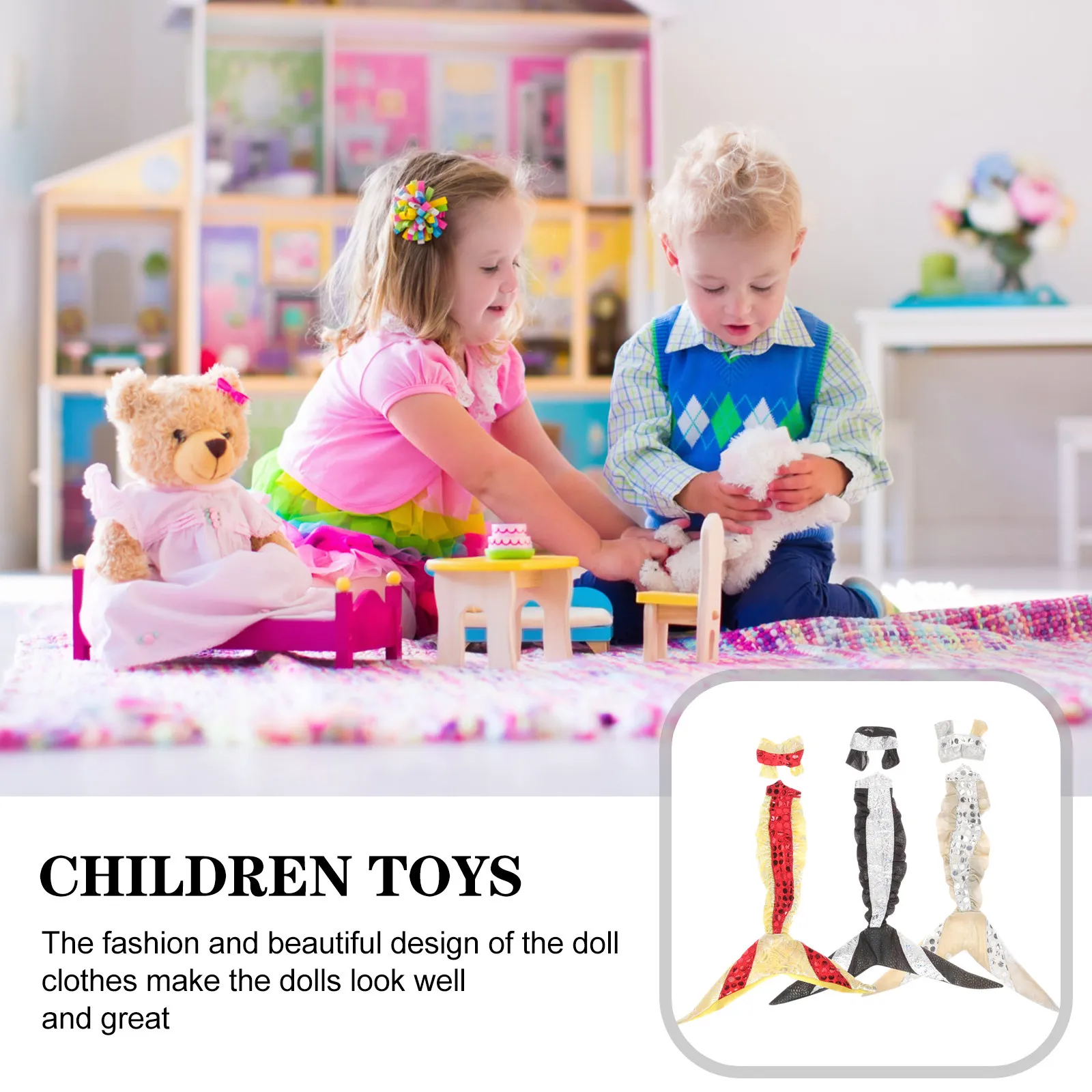 Princess Costume Decorative Delicate Clothes Kids Lovely Compact Swimwear Replaceable Outfit for Children Early Education