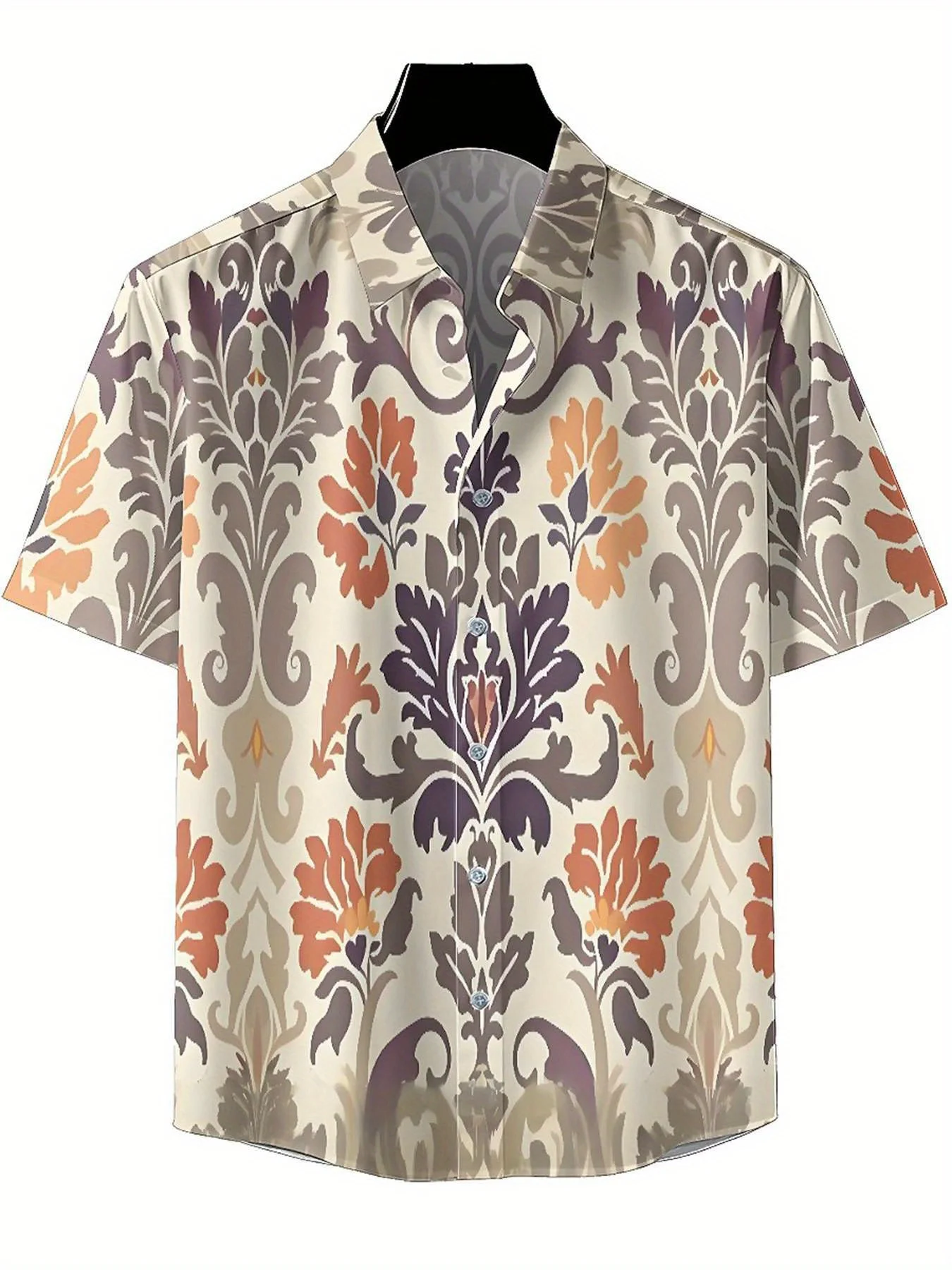 Men's Plus Size Hawaiian Shirts Vintage Flowers pattern, Button Up Shirts, Unisex Casual Clothing, Summer Tops