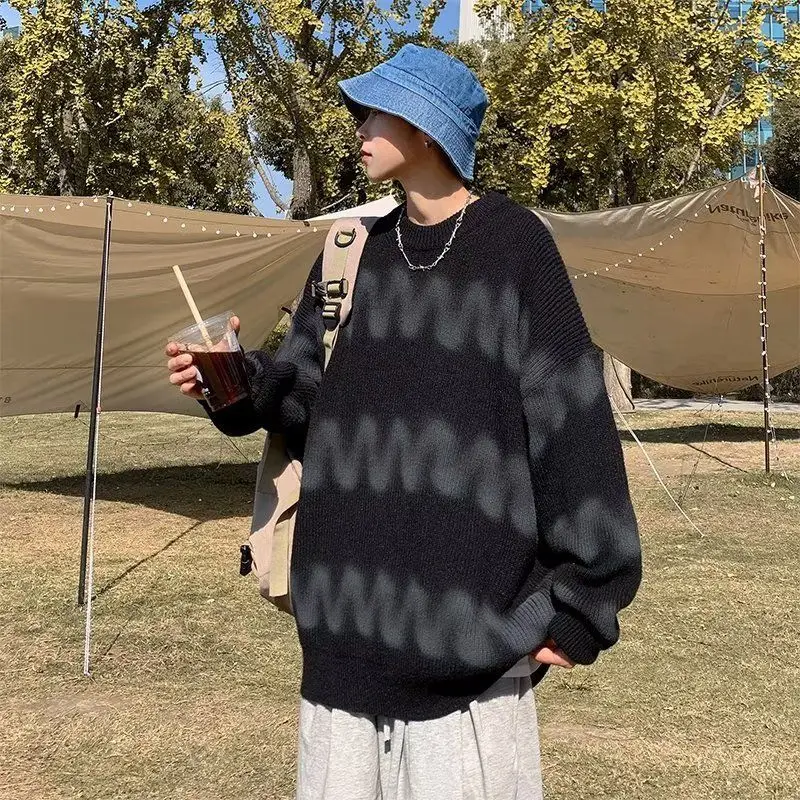 

Мужской вязаный свитер Thiened на осень-зиму, свободный крой, Гонконг, модная повседневная верхняя одежда из полиэфирного волокна, пальто