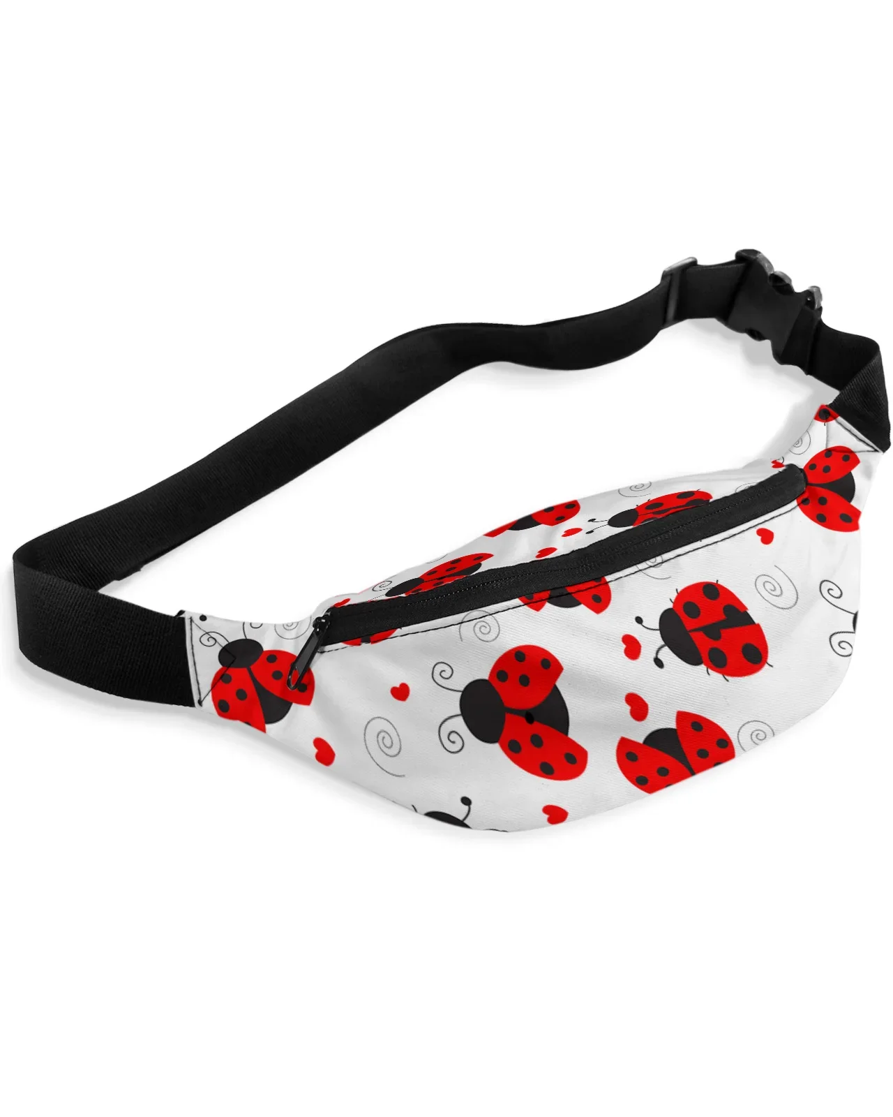 

Ladybug Love Heart Dotted Texture Waist Bag Women Men Belt Bags Large Capacity Waist Pack Unisex Crossbody Chest Bag